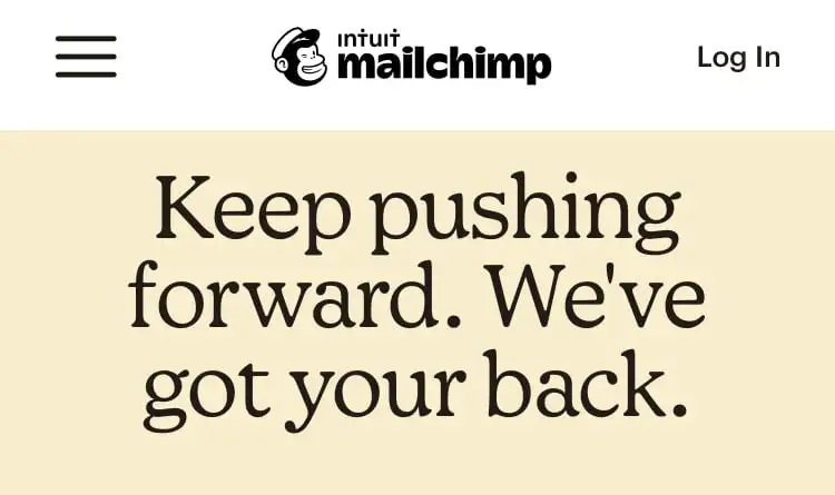 Example from Mailchimp's website of brand voice. 